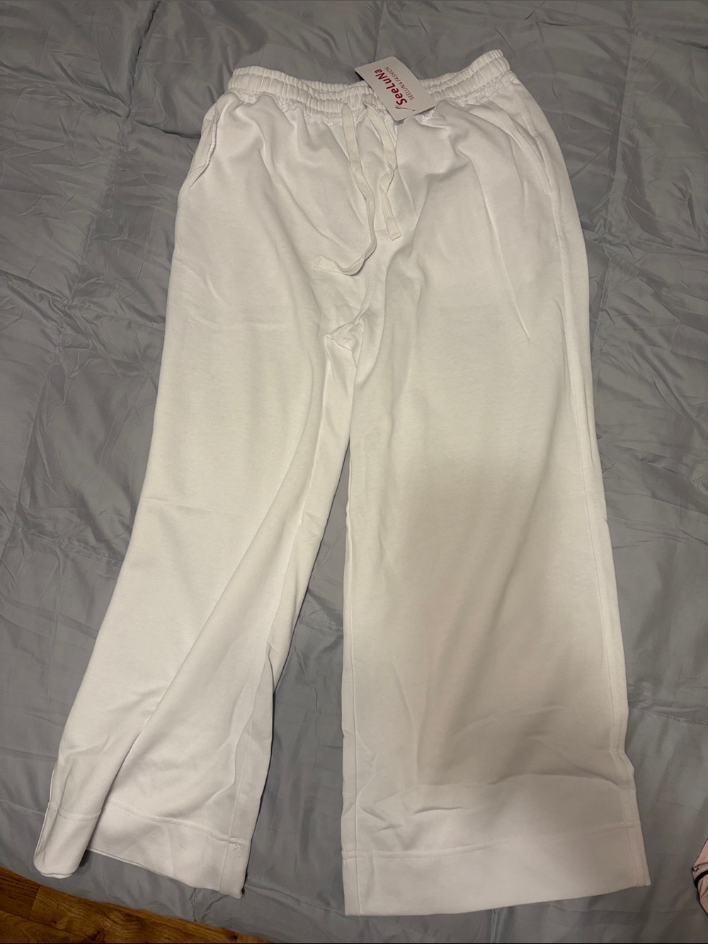White Wide Leg Drawstring Pants